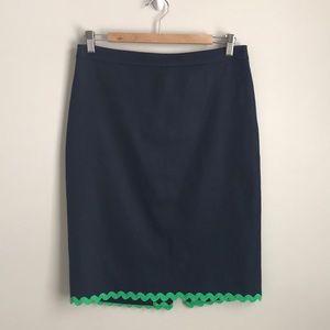 J. Crew Linen Pencil Skirt with Rickrack Trim